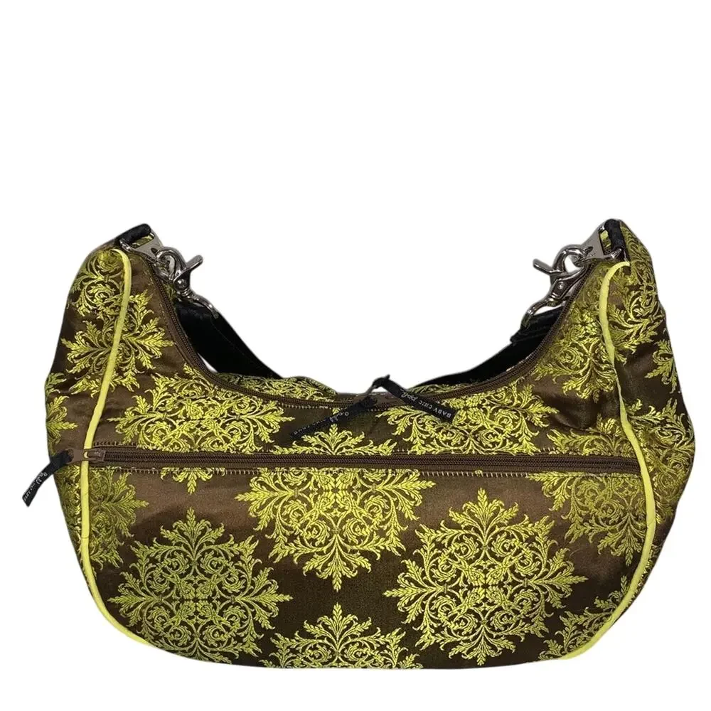 Petunia Pickle Bottom Touring Bag Diaper Bag Brown Yellow Damask Baby‎ Crossbody